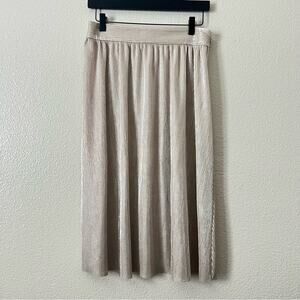 Who What Wear Champagne Gold Metallic Ribbed Midi Skirt